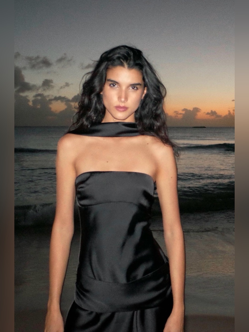 ZARA Satin Black Scarf Dress